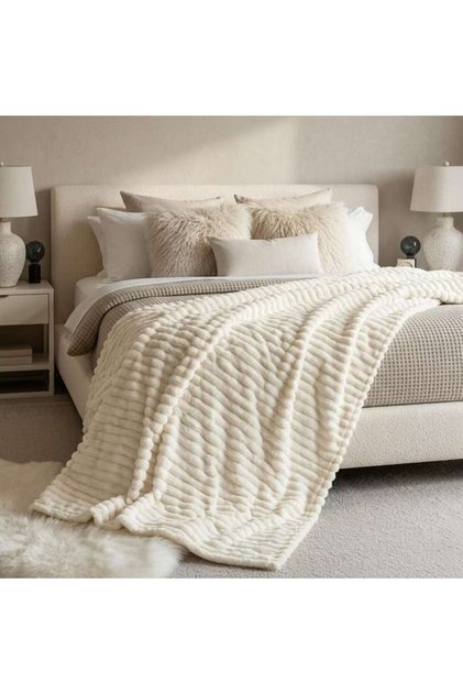Softstripe Flannel Blanket 150x200cm - Ivory