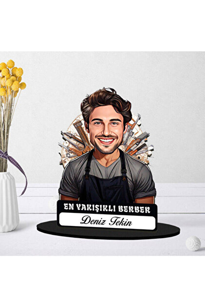 Kişiye Özel Erkek Berbere Hediye Karikatürlü Biblo