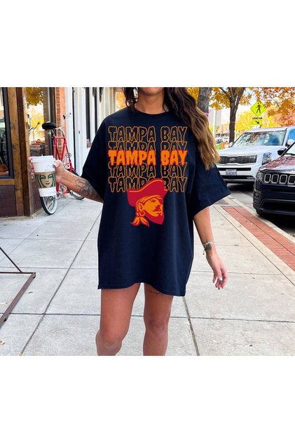Navy Blue Oversize Crew Neck Printed Women's Tunic T-Shirt