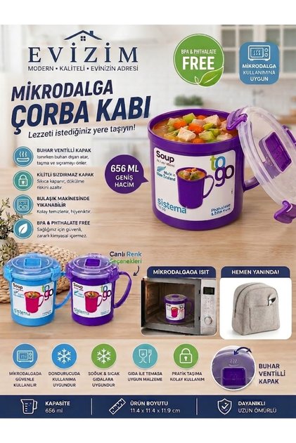Microwave Soup Container Food Storage Container with Lid and Handle