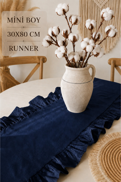 Firfirli Dark Blue Runner, Decorative 30X80 cm