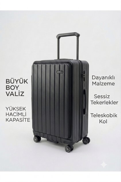 BAGGAJ Unisex İthal Özel Üretim Geniş Çekecek li Extra Körüklü Polikarbon 75 CM Valiz