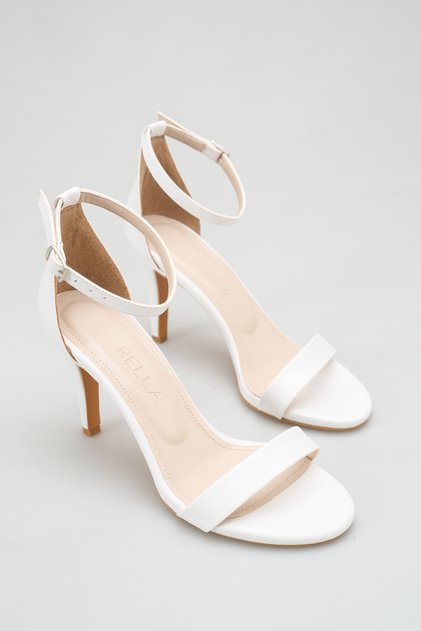 White Bridal Shoes Thin Heeled Single Strap Ankle Strap Evening Dress Wedding Shoes