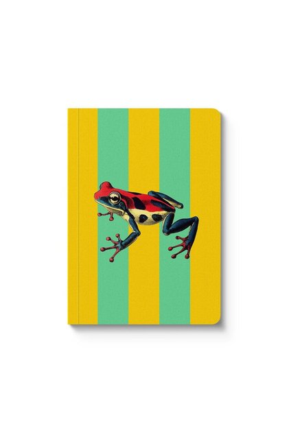 Kaleido Design A6 176 Pages Premium Soft Cover Lined Notebook Striped Frog 12361