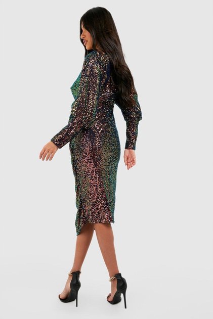 Colecția de maternitate Boohoo rochie de seară midi elegantă cu paiete 38