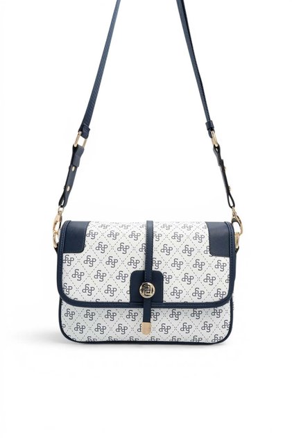 White - Navy Blue Monogram Women's Crossbody Bag Sp1182