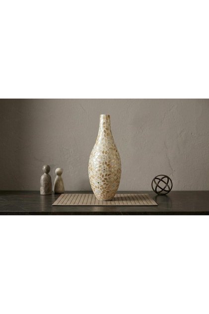 KREM SEDEFLİ VAZO 62CM