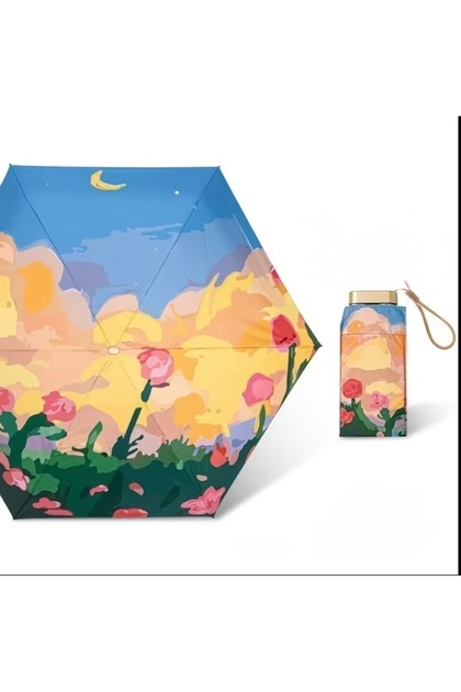 UV 50+ Taşınabilir Şemsiye,Ultra Hafif Güneş UV Korumalı Şemsiye, Rose Under the Moon