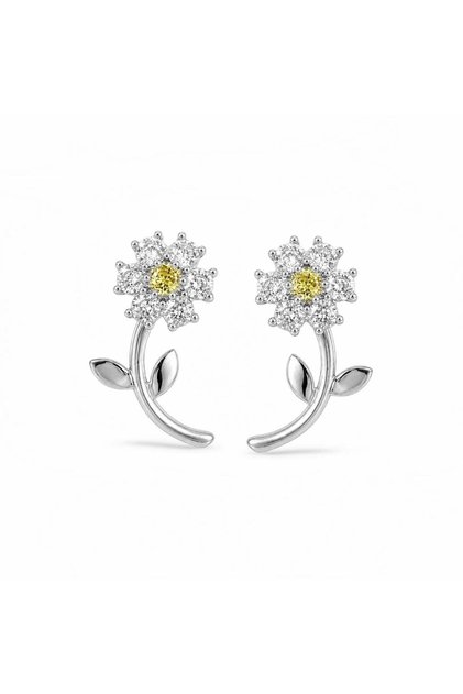 Silver Daisy Flower Earrings