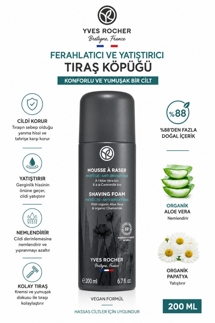 Tıraş Yanması ve Tahriş Riski Olmadan Pürüzsüz Ciltler: Ferahlatıcı & Yatıştırıcı Tıraş Köpüğü - 200 ml