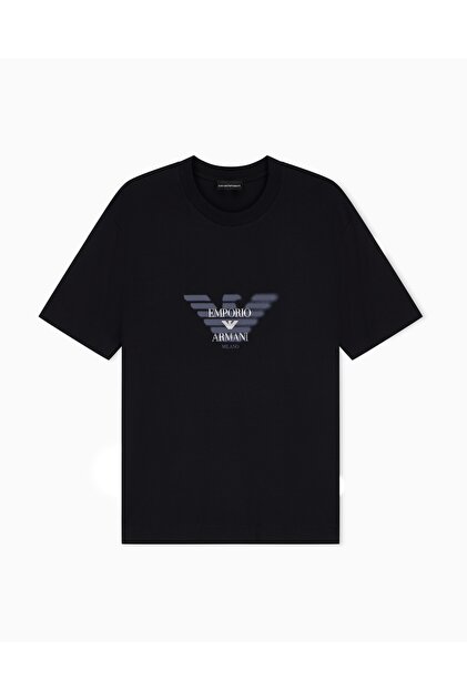 Emporio Armani Logolu % 100 Pamuk Regular Fit Bisiklet Yaka T
