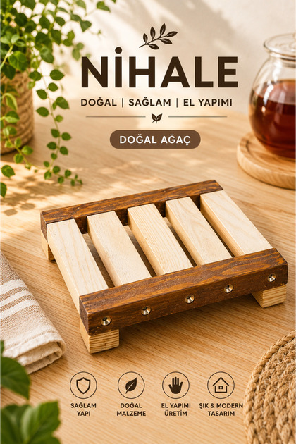 Nihale 18X18 Decorative Thick Natural Pine Wood Tea Pot Coaster