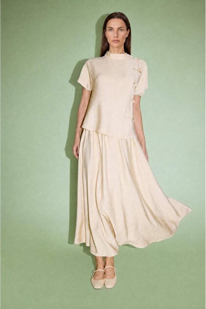 A-Line Elastic Waist Maxi Skirt I2007Ax26Au