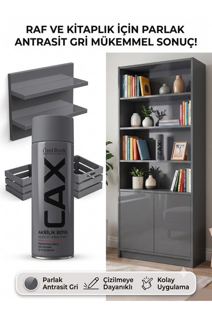CAX Akrilik Sprey Boya 400 ml – Mobilya, Raf, Kitaplık ve Ahşap Hızlı Kuruyan Çok Amaçlı Sprey Boya