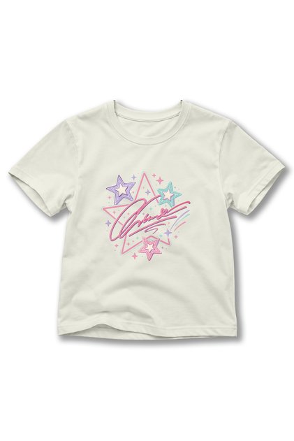 Girl's Dream Written Star Printed Pastel Patterned Crew Neck Short Sleeve T-Shirt