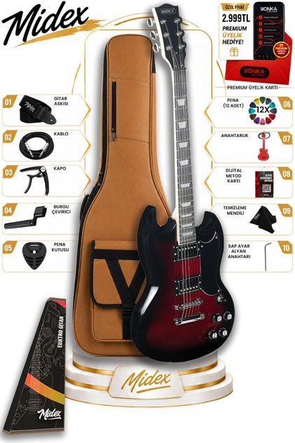 SG-Special-RDS Profesyonel SG Kasa HH Elektro Gitar Seti Kırmızı Sunburs