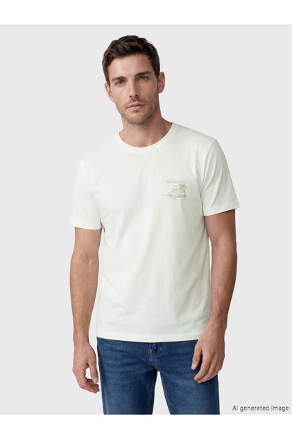 Tricou bărbătesc imprimat cu guler rotund