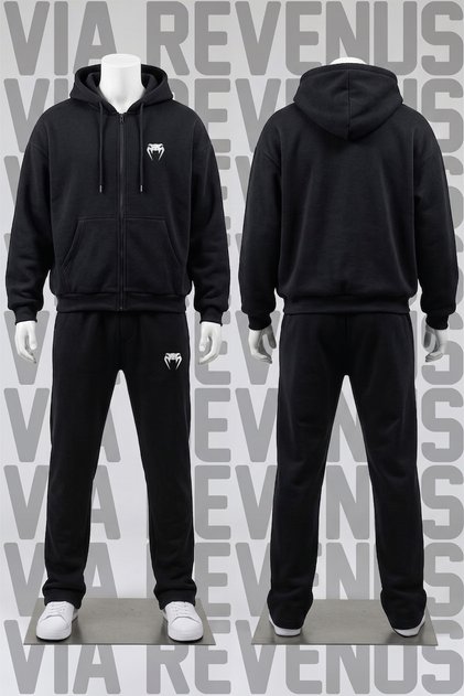 Set de trening cu glugă și fermoar cu imprimeu Venom - Set de hanorac și pantaloni de trening cu fermoar, croială lejeră, cu 3 fire