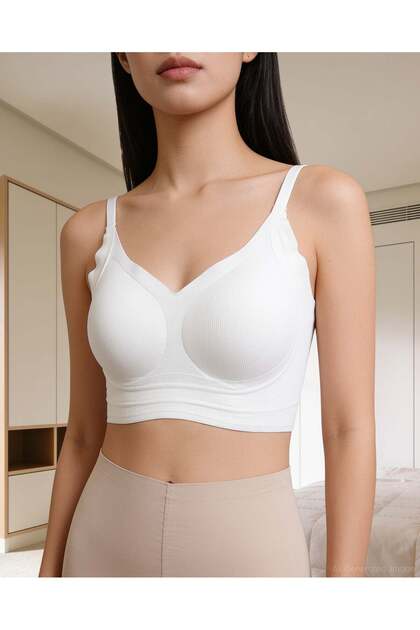 Laser Cut Seamless Ribbed Ghost Bra White