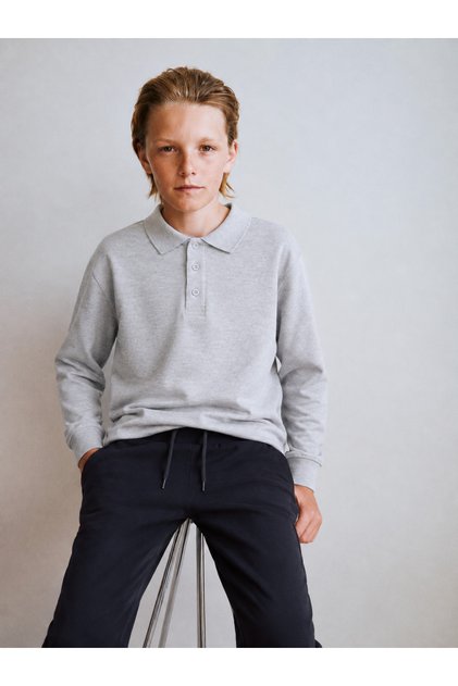 Unisex School Polo Collar Lacost Long Sleeve Unprinted Plain Lacost