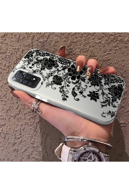 Case for Redmi Note 11 Pro 4G/5G Compatible with Elegant Black Lace Flower Pattern, High Quality Case