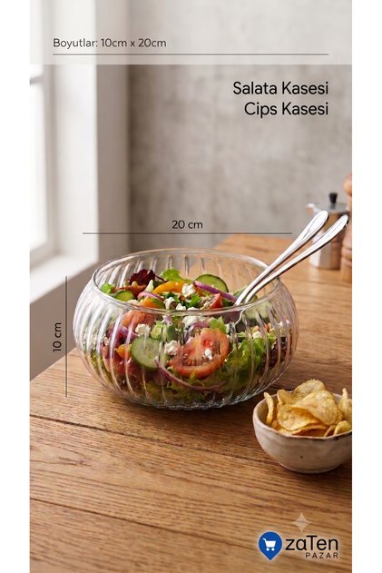 3 Pieces of Salad Glass Bowls Without Legs for Salads and Chips
