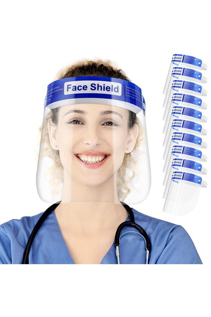 Transparent anti-fog lightweight shield with elastic head strap (pack of 10 pieces) for men and women