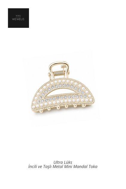 Half Moon Pearl and Stone Metal Luxury Latch Buckle