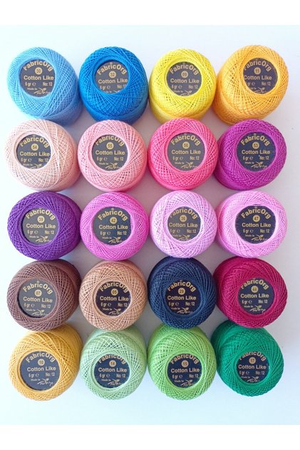 No:12 Cotton Like Etamin - Cross Stitch 20-Piece Embroidery Thread Set-3 (6 Gr)