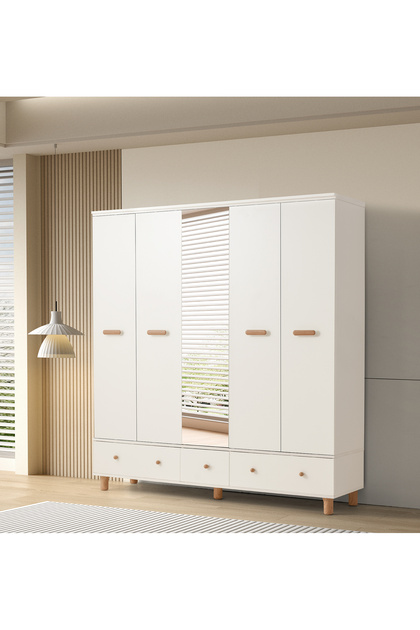Alaska 5 Kapaklı %100 MDF Elbise Dolabı Gardrop 192x54x212