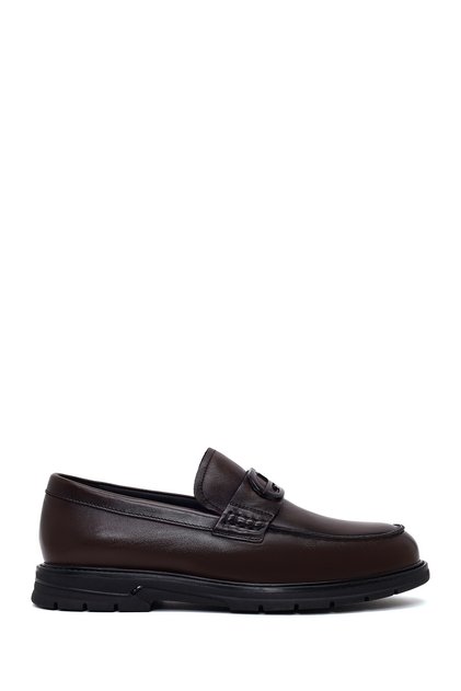Men's Brown Buckle Leather Casual Loafer Wm680008Dv