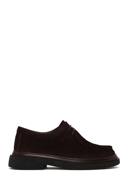 Men's Brown Lace-Up Suede Leather Casual Shoes Wm600014Ds