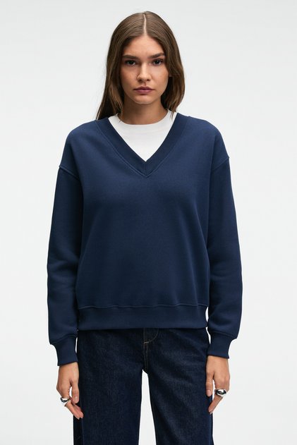 Arinel women's v-neck regular fit navy blue sweatshirt