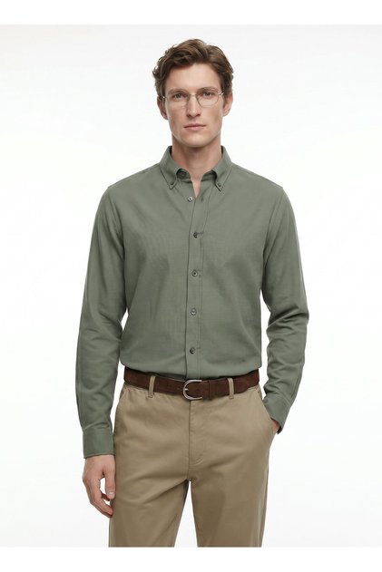 Haki Erkek Düğmeli Tailored Fit Gömlek ACE201262060