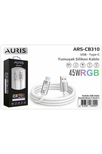 CB310 45W Type-C Işıklı Yumuşak silikon kablo