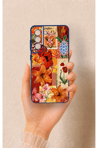 Samsung-S21Fe Compatible Orange Lily Patterned Silicone Case