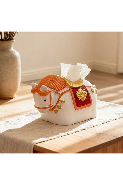 Horse Figured Napkin Holder Tissue Box Decorative Napkin Box Stylish and Convenient Design for Kids' Room Baby Room Desktop Decoration Home Office Kitchen