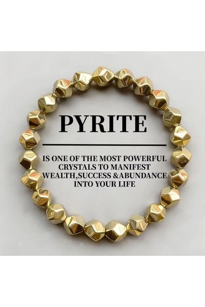 Light Yellow Gold Color Natural Stone Faceted Bead Bracelet, Wealth & Luck Elastic Bracelet, Energy
