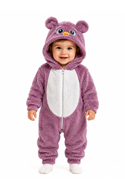 Girl Boy Baby Welsoft Plush Jumpsuit Hooded Zippered Winter Baby Romper Soft Fleece Astronaut Jumpsuit