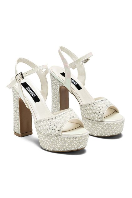 Women's High Heeled Stone Embellished Ankle Strap Evening Dress Shoes