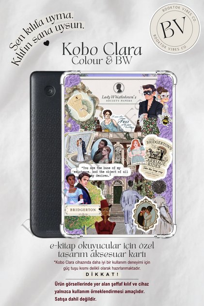Bridgerton Stickers Temalı Insert - Kindle ve Kobo E-Kitap Okuyucuları için Aksesuar Kartı