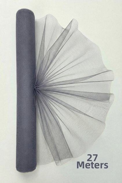27 Meters Iranian Greek Tulle Gray, Engagement Dowry Bundle Door Birthday Convoy Party Decor Ornament, (Width 70cm)