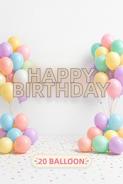 20 Macaron Balloons Special Cut Happy Birthday Banner Good Quality Stylish Appearance