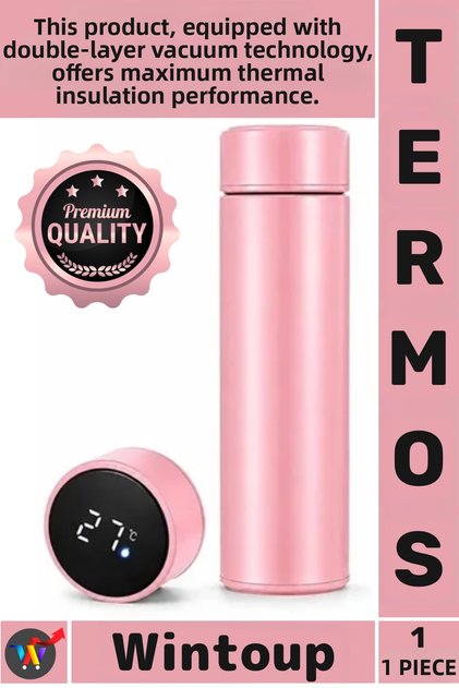 # Thermos Leak-Proof Vacuum Flask with Smart Led Display and Digital Temperature Display, Outdoor Steel Thermos, Pink