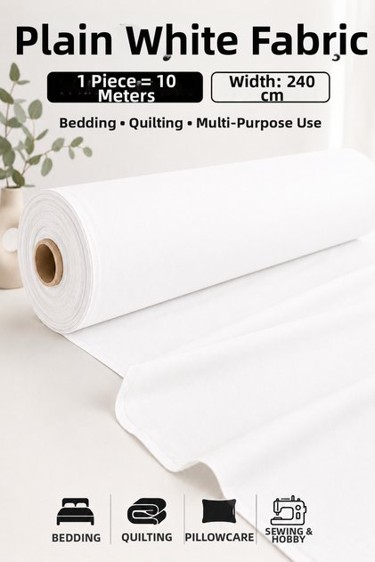 10 Meters White Fabric – Punch Lining Fabric Throw Pillow Runner Tablecloth Bed Sheet Bedding Upholstery Fabric Solid Color