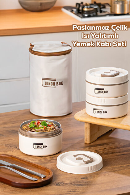 Porsima 3112 Isı Yalıtımlı Çanta 3 Parça Vakumlu Yemek Termosu