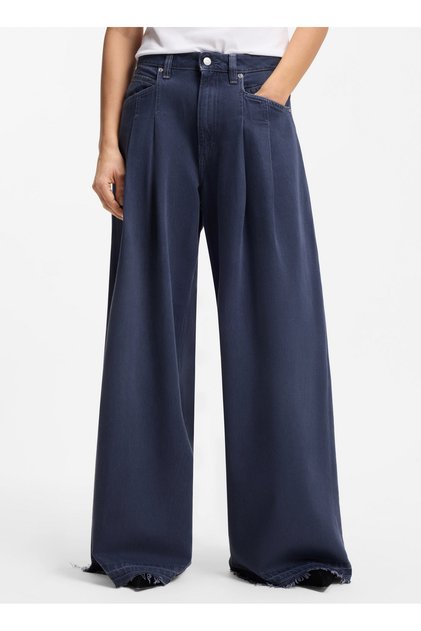 Yüksek Bel Bol Paça Oversize Gri Kadın Denim Pantolon 50552533