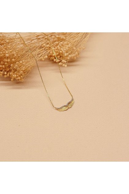 14 Ayar Altın Melek Kanadı Minimal Kolye