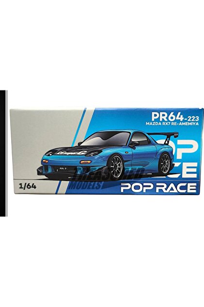 Pop Race 1/64 MAZDA RX7 RE-AMEMIYA WIDEBODY BLUE CHROME PR640223