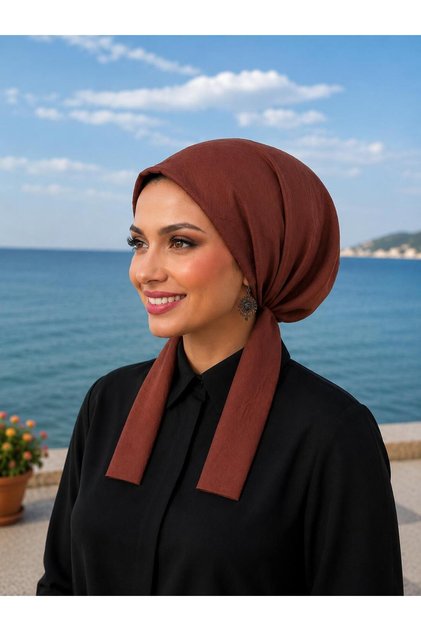 Scarf Bonnet Cotton Fabric Non-Slip Light Coffee Color